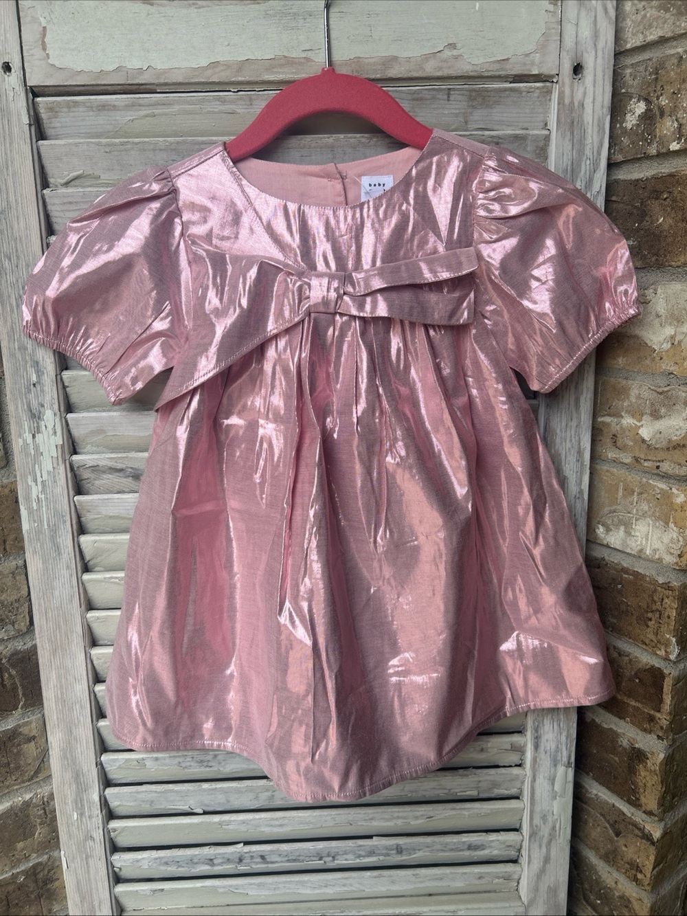 Baby Gap Metallic Bow Dress Primitive Pink Size 2T W/ Bloomers
